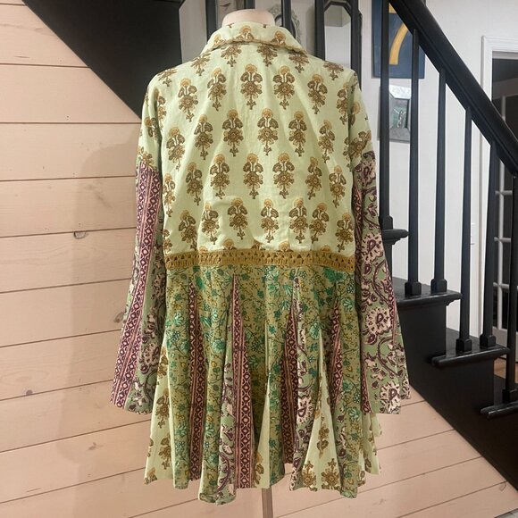 039 Free People Hazy Baby Boho Mini Dress Sweet Mint NWT Oversized Size XS - Picture 8 of 11